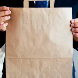 Flat Handle Kraft Paper Bag (18×23+8 cm)